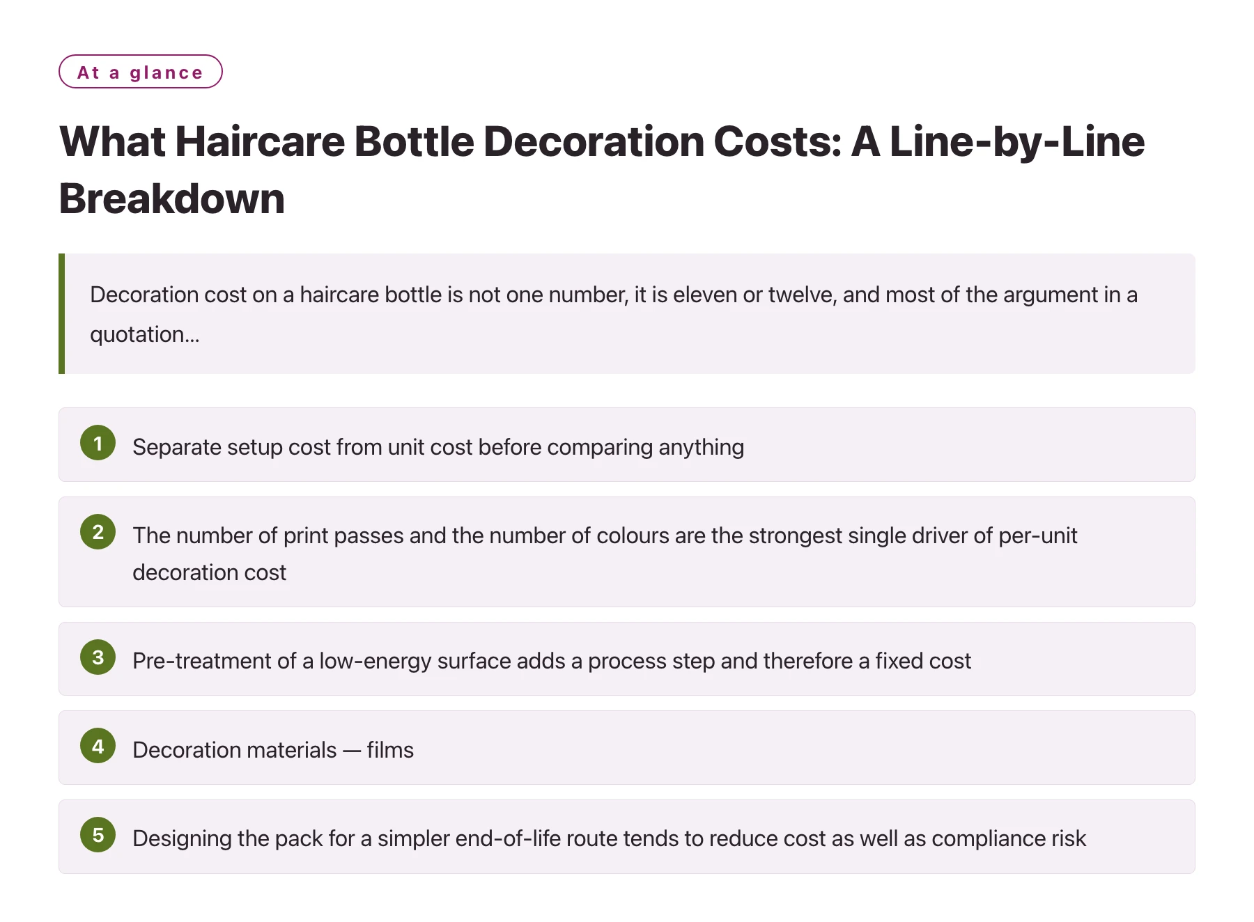 What Haircare Bottle Decoration Costs: A Line-by-Line Breakdown——全文要点速览